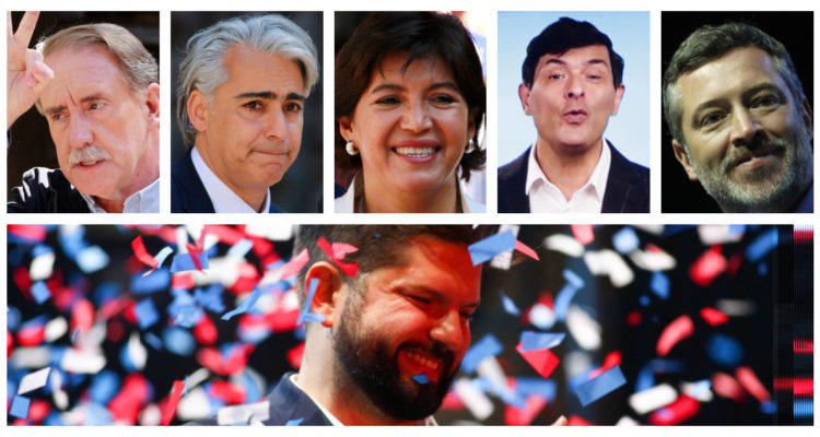 Foto de candidatos a la presidencia junto a Boric