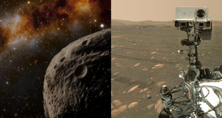 I: representación artística de Farfarout | D: selfie de Perseverance en Marte