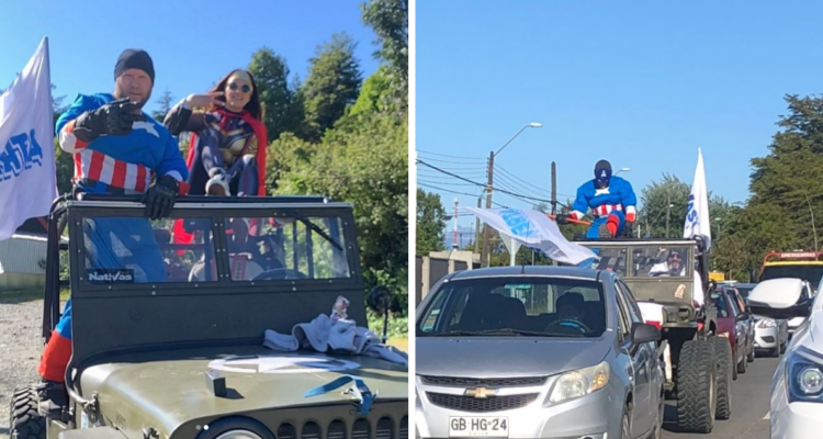 Seremi Fry disfrazado haciendo campaña a Kast