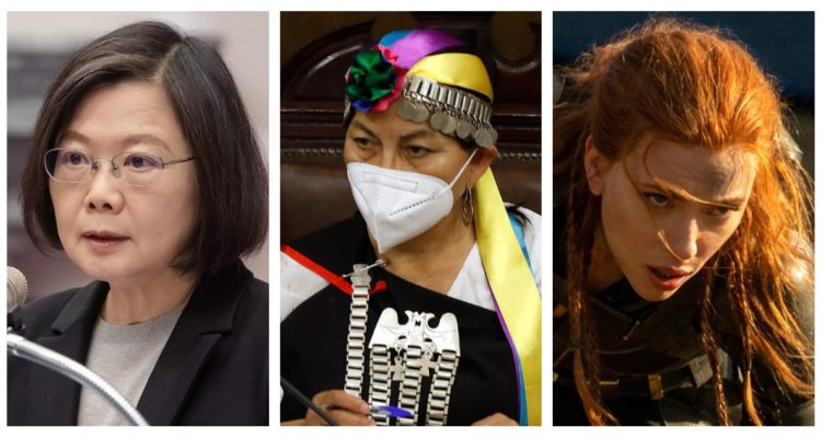 Foto de Tsai Ing-wen, Elisa Loncon y Scarlett Johansson