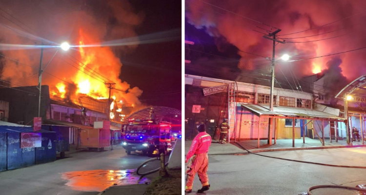 Incendio destruye el Mercado Municipal de Calbuco.