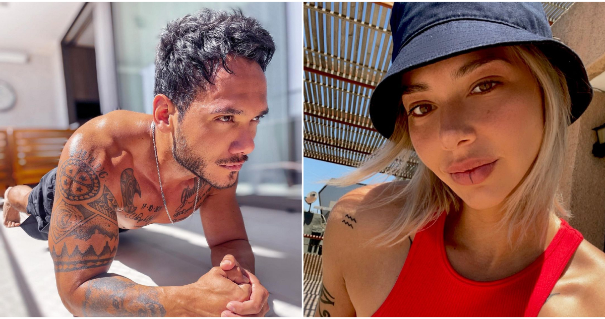 El bailarím Iván Cabrera y a su lado, una foto de Antonella Muñoz, su expareja.