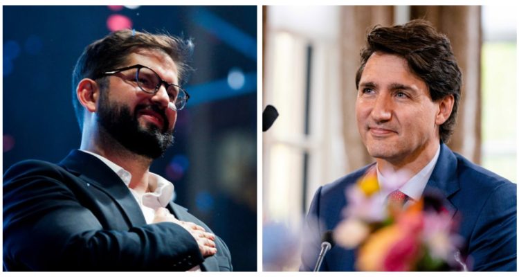 Edición que muestra a Gabriel Boric y a Justin Trudeau.