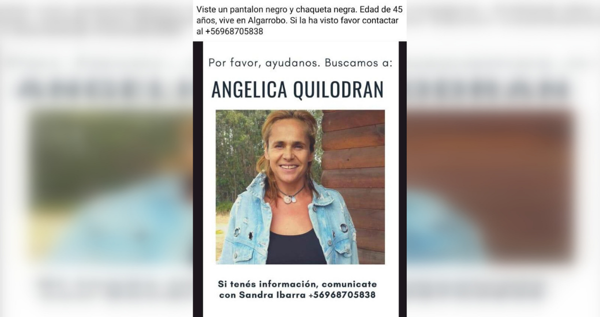 Búsqueda de Angélica Quilodrán, mujer desaparecida en Algarrobo