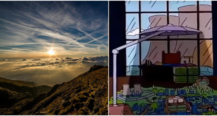Una fotografía del Sol y la escena donde se papa el astro rey en la serie animada Los Simpson