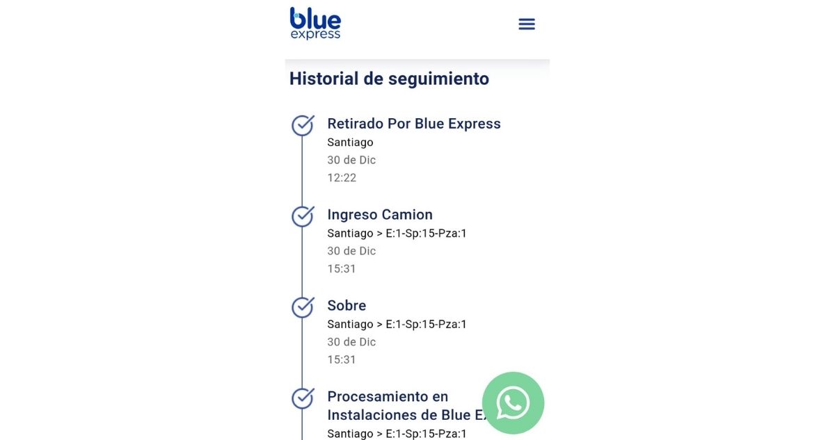 Seguimiento de producto Blue Express