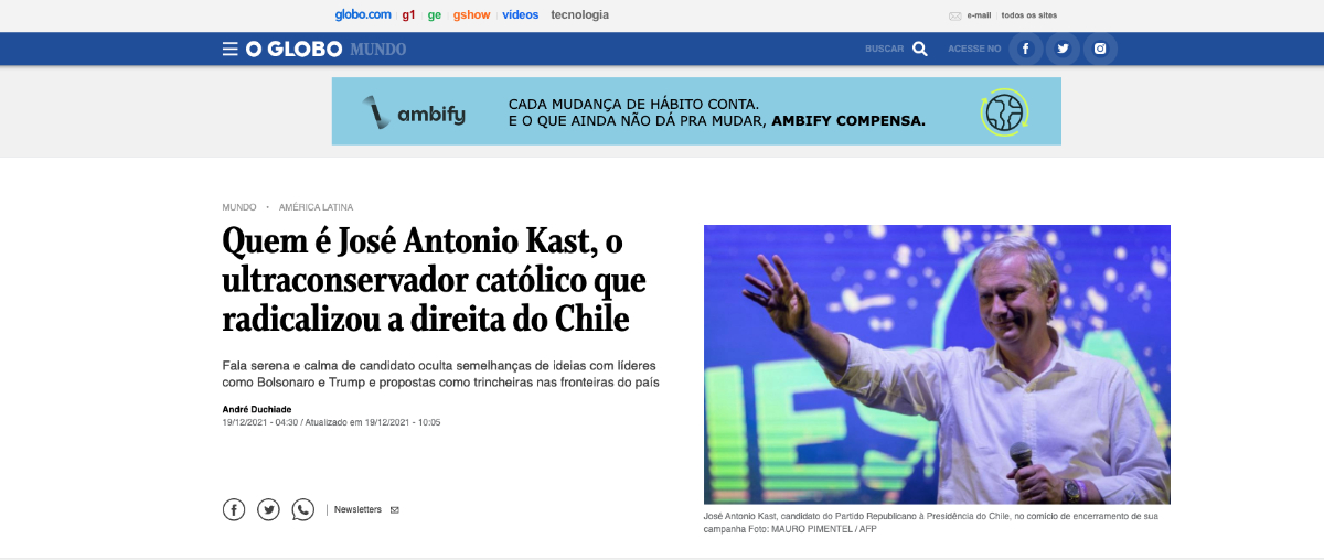 O Globo hat eine Analyse der beiden chilenischen Präsidentschaftskandidaten durchgeführt.
