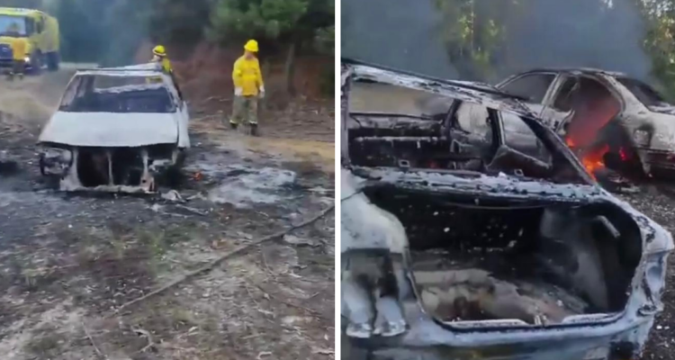 Queman dos vehículos en Lota