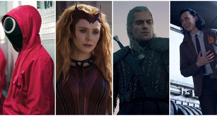 Un conjunto de fotos de El Juego de el Calamar, Wandavision, The Witcher y Loki.