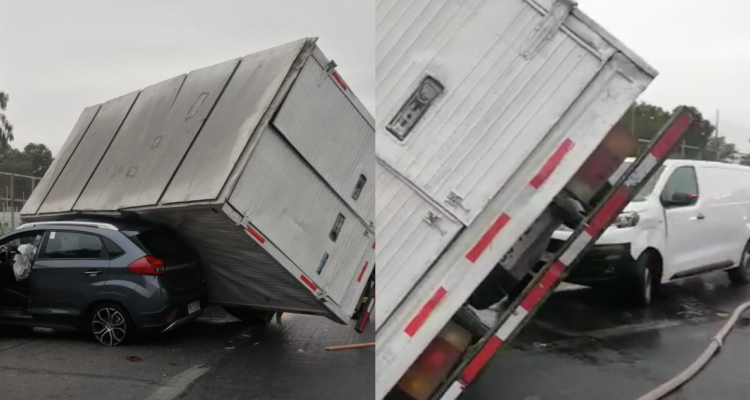 Accidente múltiple en la Ruta 68: camión 3/4 terminó volcado sobre un vehículo