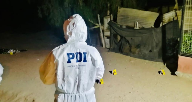 Escena del crimen de un hombre de 26 años que murió acribillado en Andacollo