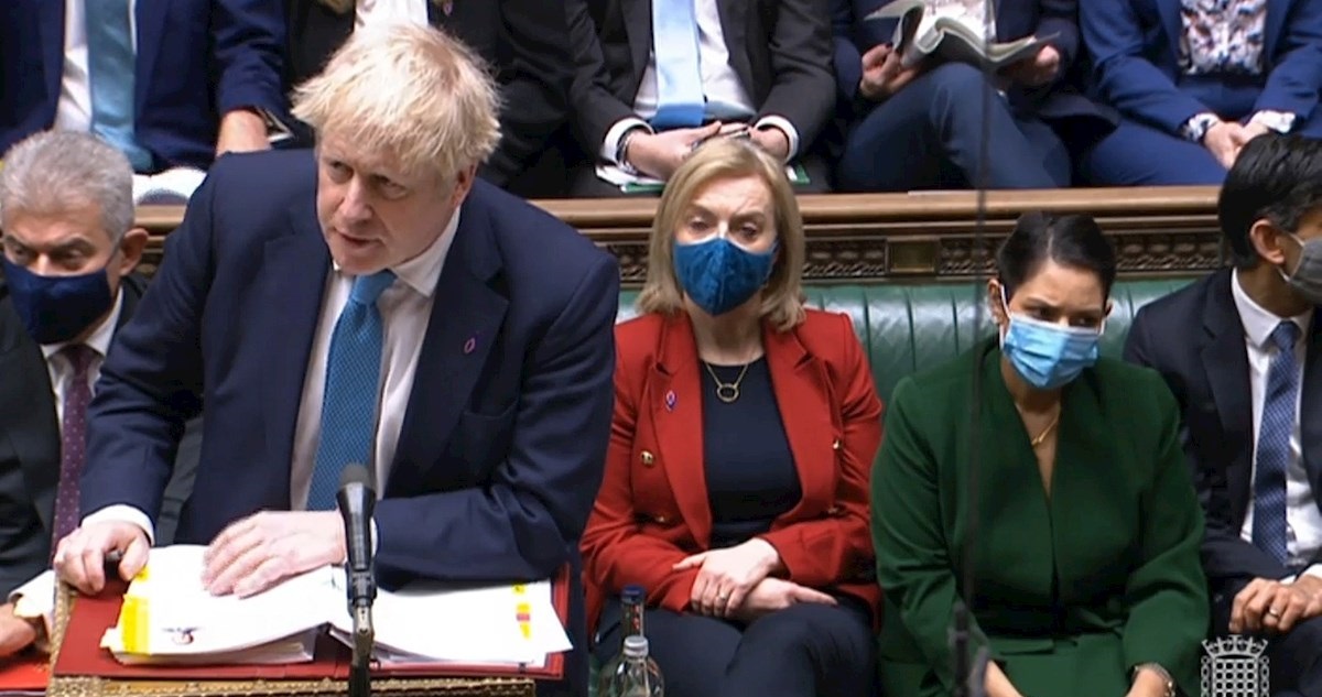 Boris Johnson en la Sala de los Comunes.