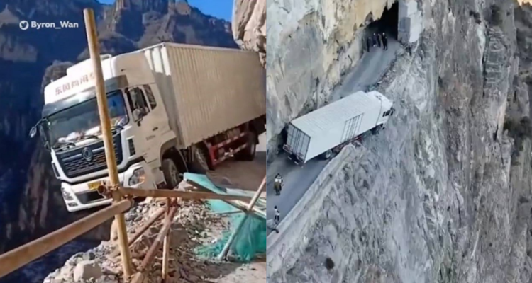 Camión al borde del precicipio