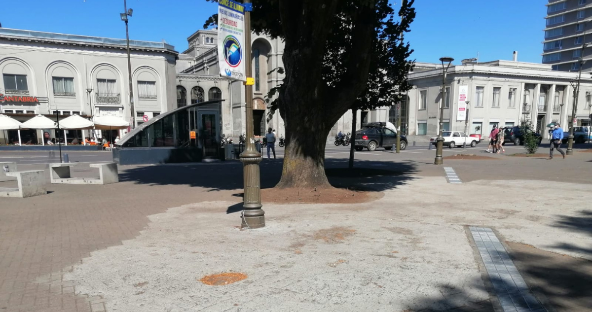 Daños en plaza Independencia de Concepción