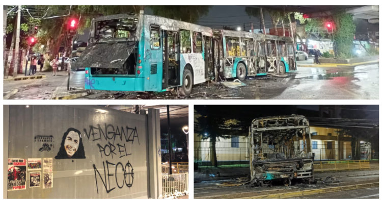 Un sólo detenido y 2 buses quemados dejaron manifestaciones en Plaza Baquedano y Pudahuel