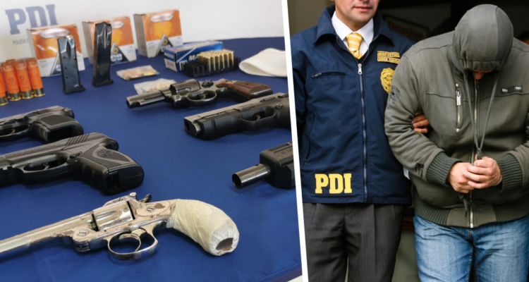 Detenido y armas incautadas por la PDI