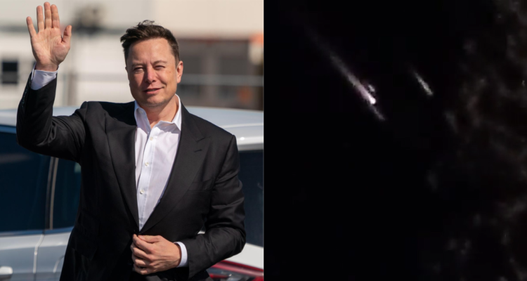 Elon Musk y a su derecha imagen del satélite