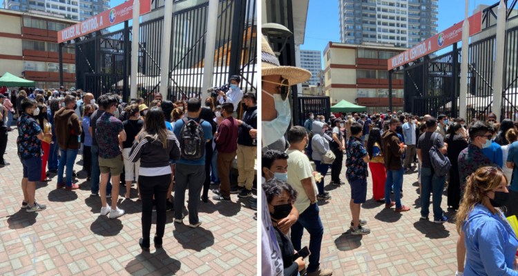 Filas para toma de PCR en Concepción