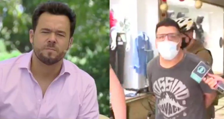 Eduardo de la Iglesia (izquierda) y un sujeto siendo detenido (derecha)