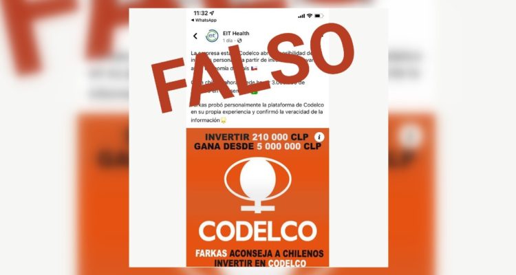 Codelco alerta que en redes sociales circula información falsa “invitando” a invertir en la estatal