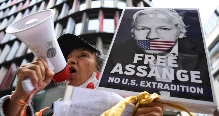 Protestas en favor de Assange.