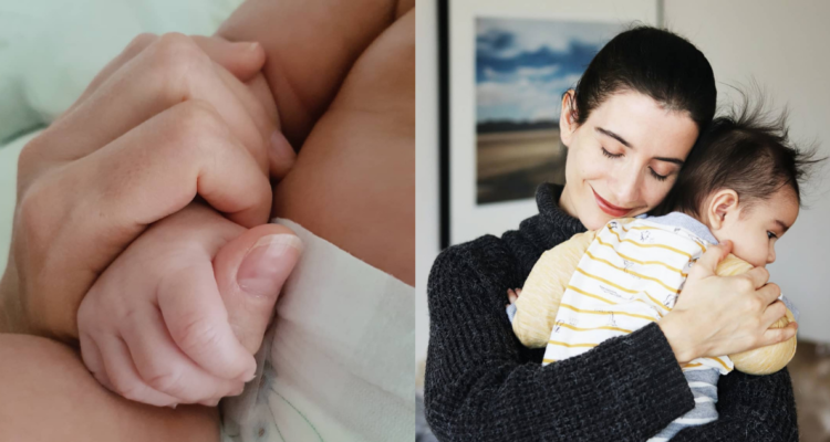 Lucy Cominetti y su bebé