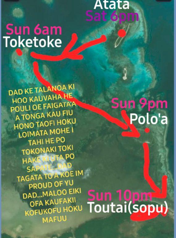 Mapa de travesía de capintero de Tonga