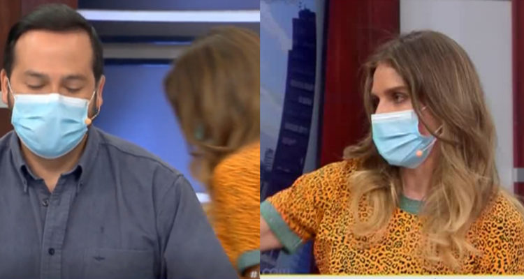 La animadora María Luisa Godoy informando su situación en medio del matinal.