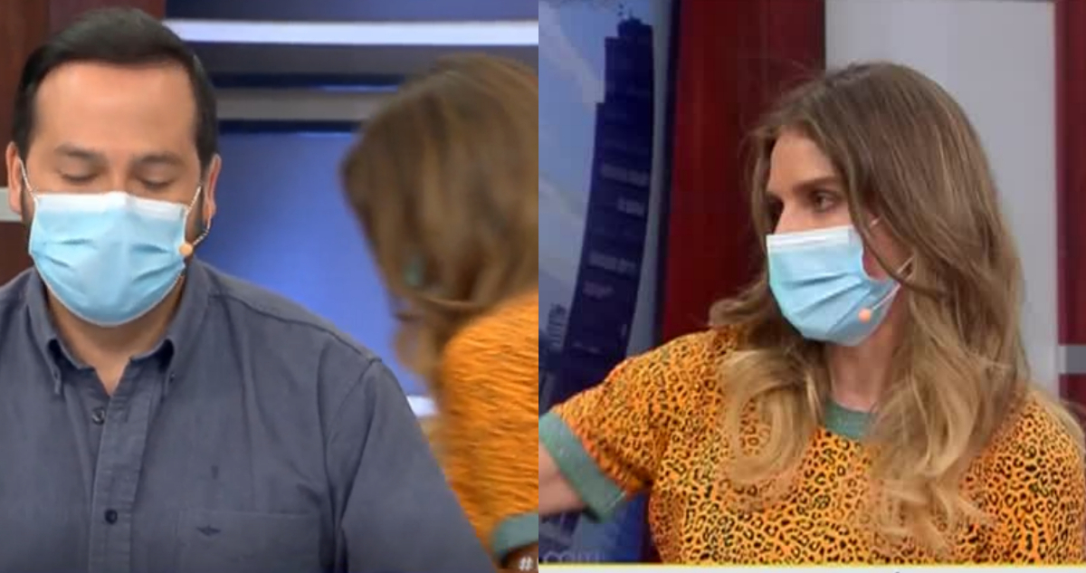 La animadora María Luisa Godoy informando su situación en medio del matinal.