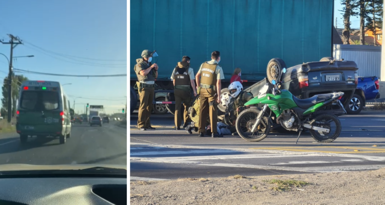 Persecución termina en volcamiento en San Pedro de la Paz.