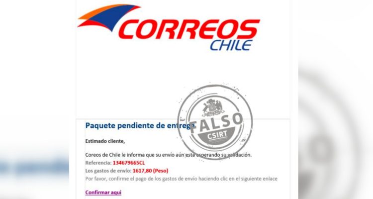 CSIRT advierte de estafa en mail que simula ser de CorreosChile