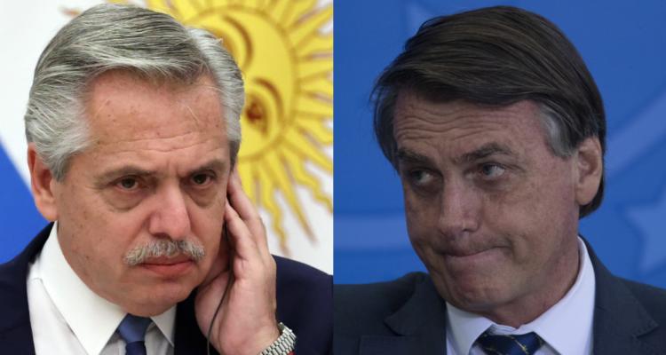 Alberto Fernández, presidente de Argentina, y Jair Bolsonaro. mandatario de Brasil.
