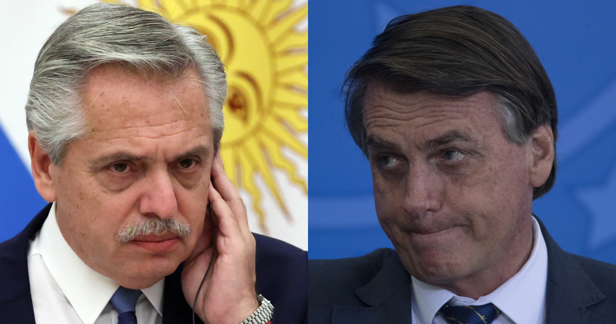 Alberto Fernández, presidente de Argentina, y Jair Bolsonaro. mandatario de Brasil.