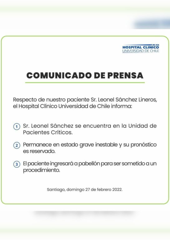 Comunicado sobre Leonel Sánchez