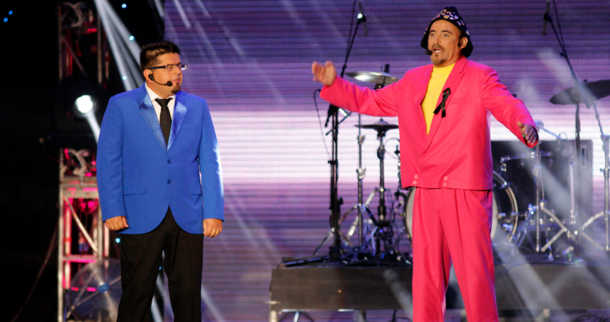 La dupla del Indio y el Flaco presentándose tras el regreso de Dinamita Show en 2012.