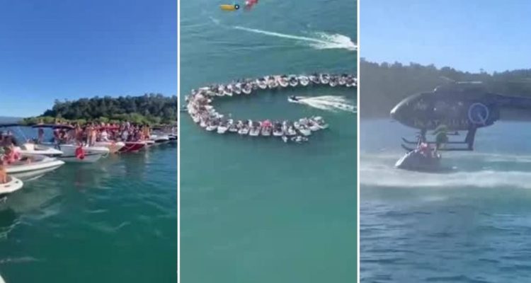 Fiesta en lanchas en Pucón: investigan hecho que incluyó helicóptero