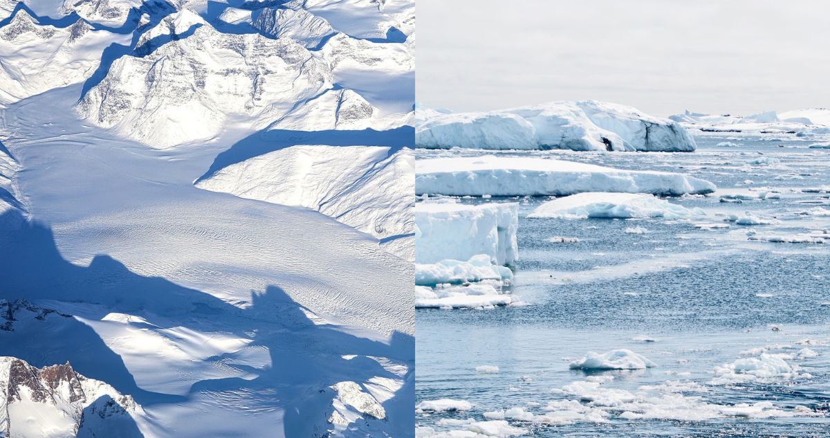 Glaciares en Groenlandia y la Antártida