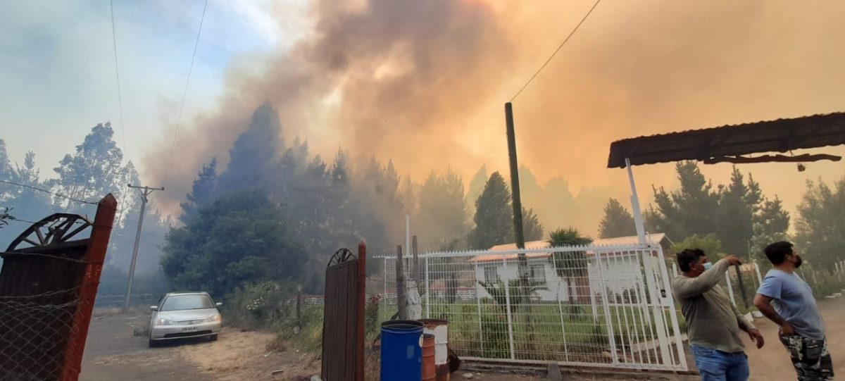 Incendio forestal con amenaza a viviendas