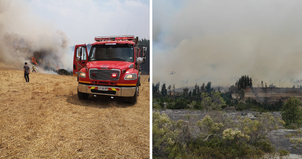 Declaran Alerta Roja para Lautaro y Melipeuco por agresivo avance de incendio forestal