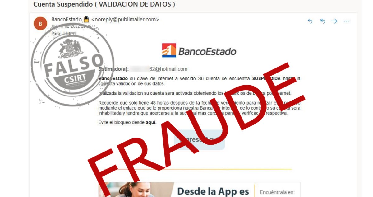 “Su clave venció”: Advierten de fraude de alto riesgo por un mail que simula ser del BancoEstado