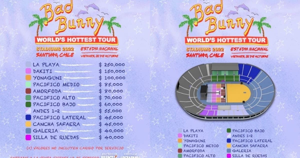Precios entradas segundo concierto de Bad Bunny en Chile