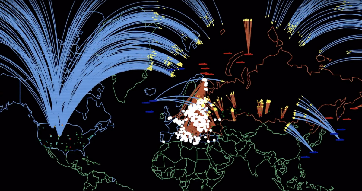 Simulación de guerra nuclear entre Estados Unidos y Rusia