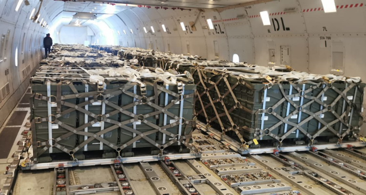 Un cargamento de armas publicado por el ministro de Defensa ucraniano.