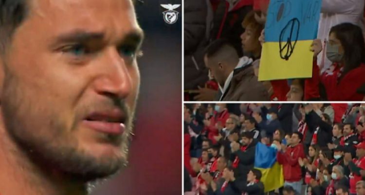 Crack ucraniano del Benfica llora durante partido