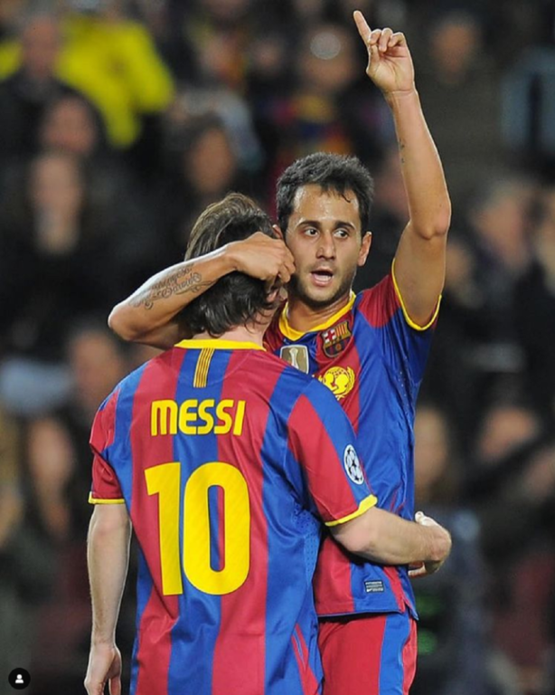 Vázquez junto a Messi en el Barcelona