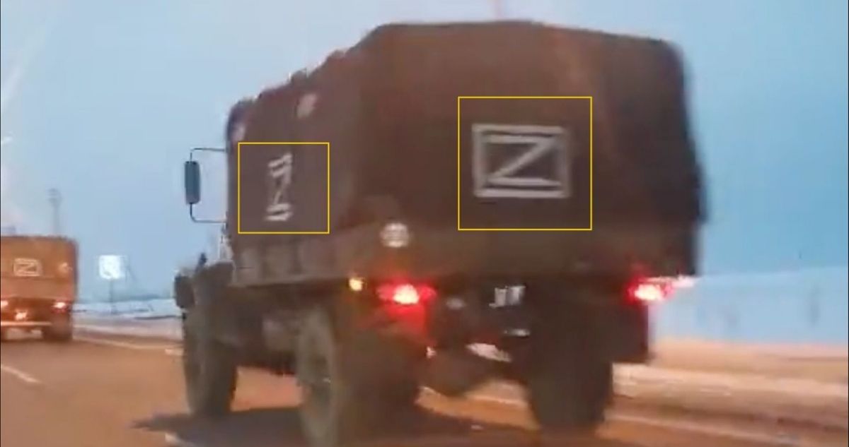 Letra Z dibujada en tanques rusos
