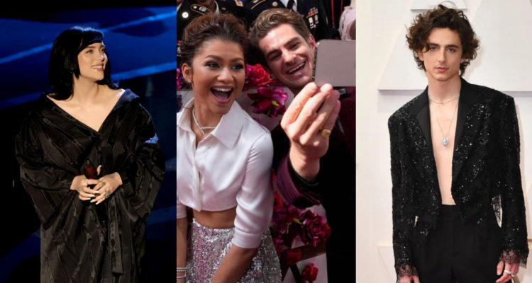 Billie Eilish, Zendaya, Andrew Garfield y Timothée Chalamet en el evento de los Óscar 2022.