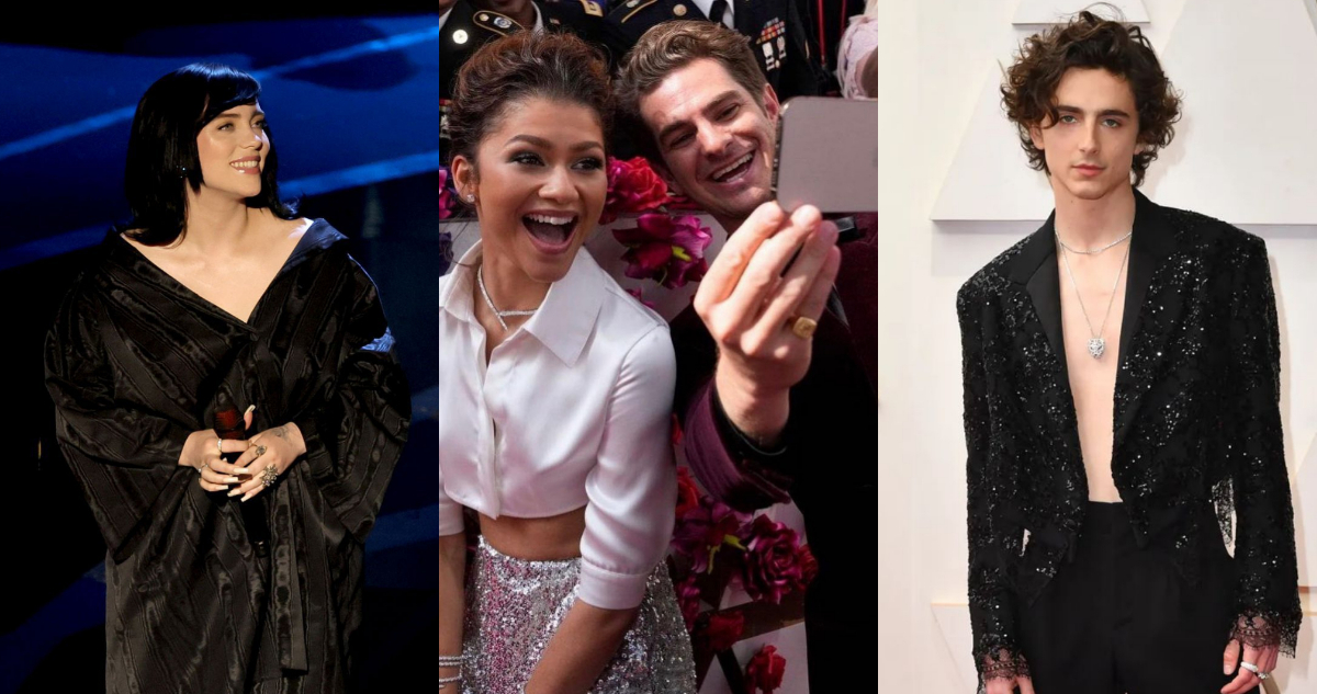 Billie Eilish, Zendaya, Andrew Garfield y Timothée Chalamet en el evento de los Óscar 2022.