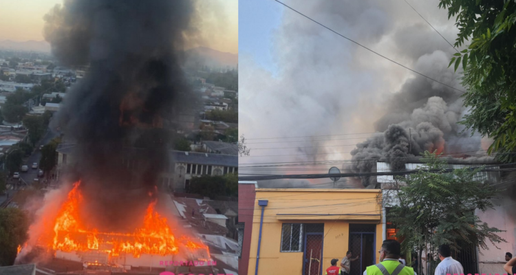 Bomberos combate gigantesco incendio en Santiago Centro