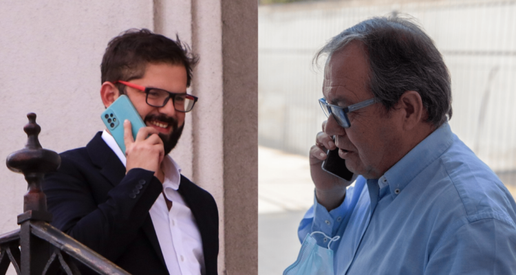 Imagen del presidente Boric y el timonel de la DC, Delpin